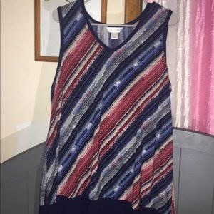 Christopher & Banks Sleeveless Red/Cream/Blue top